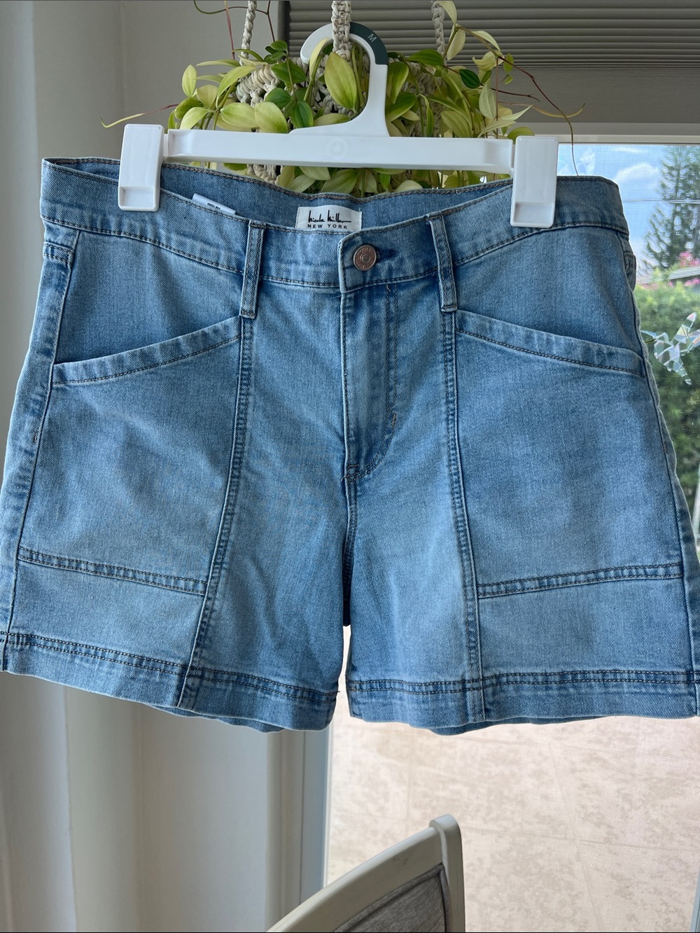 Nicole Miller New York Soho High Rise Light Wash Denim Panel Shorts Size 10